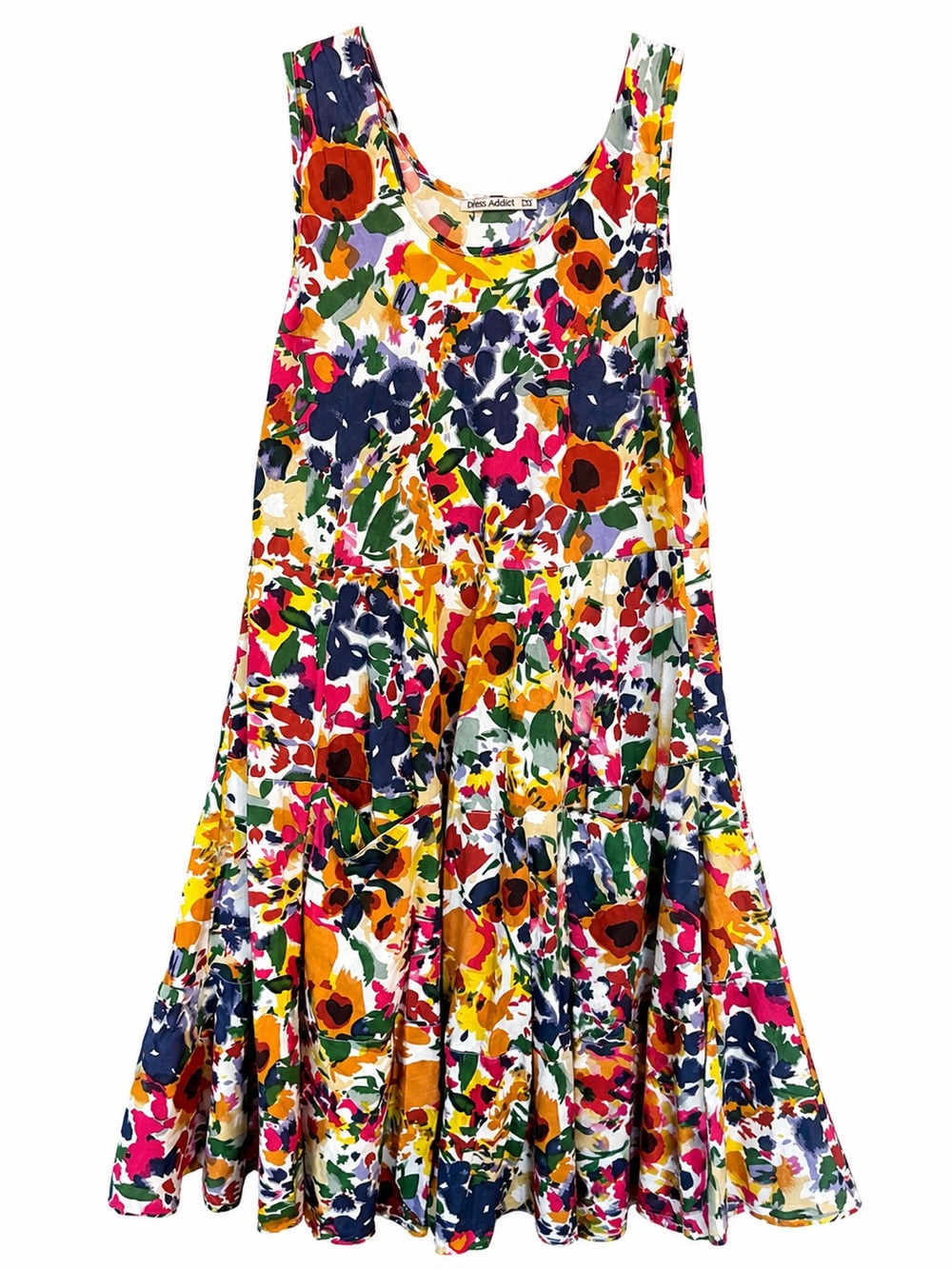 🌺 Dress Addict 100% Organic Cotton Floral Midi Dress w/ Pockets - Picture 3 of 5